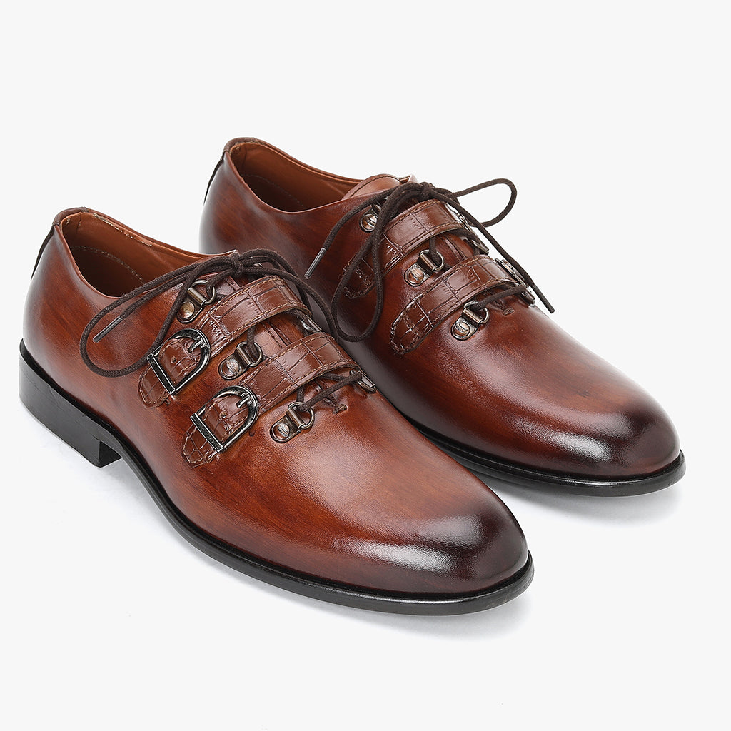 TAN LACE UPS WITH PATINA FINISH