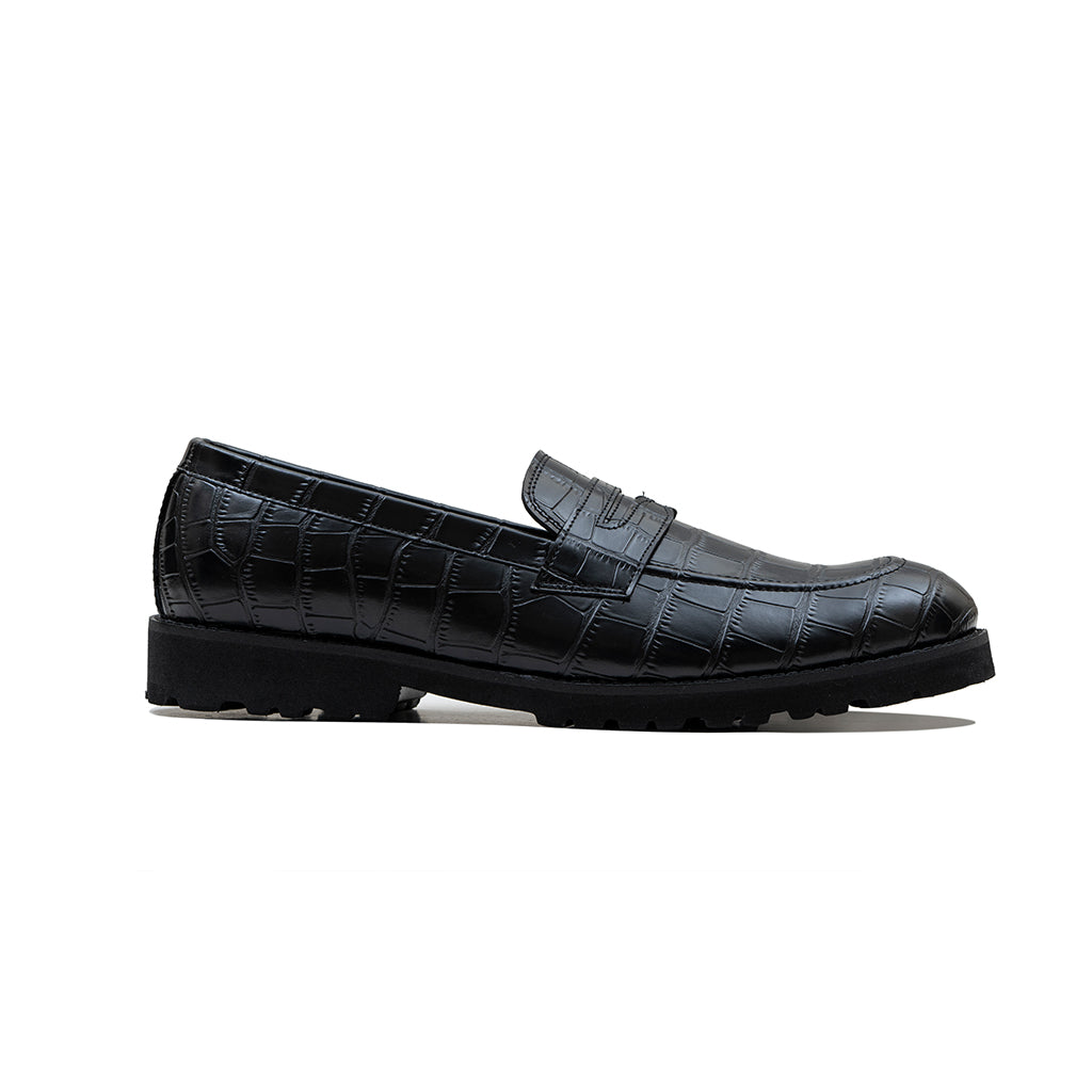 CROCO LOAFERS-BLACK