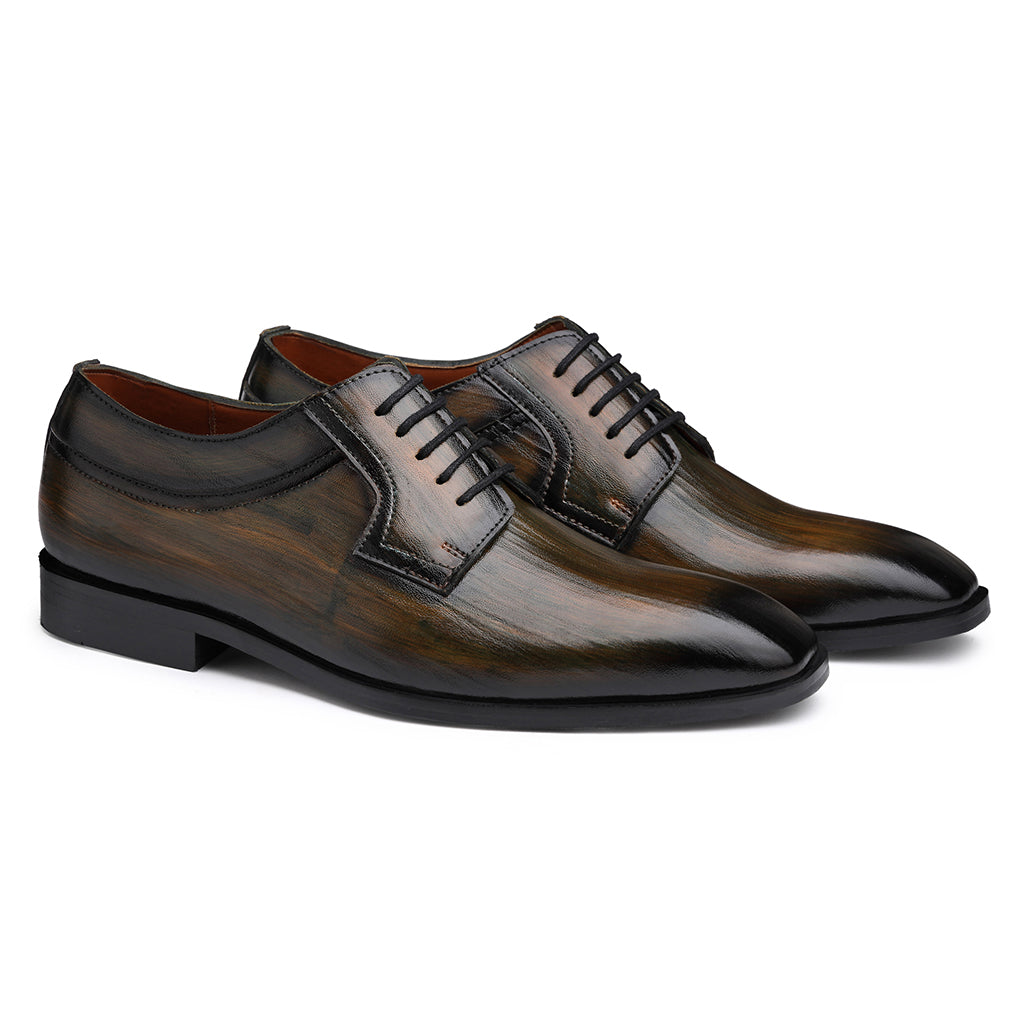 DERBY LACE-UPS WITH BRUSHED PATINA