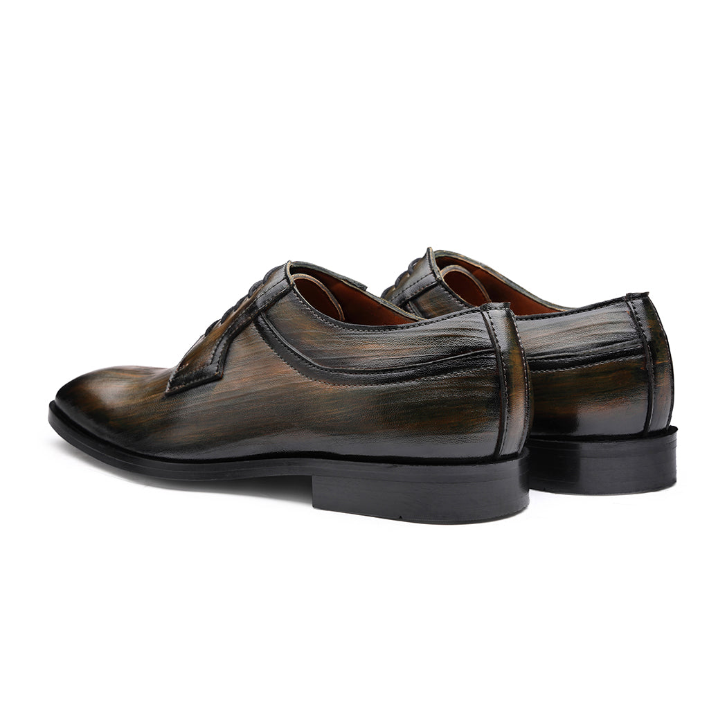 DERBY LACE-UPS WITH BRUSHED PATINA - HEIGHT ELEVATION