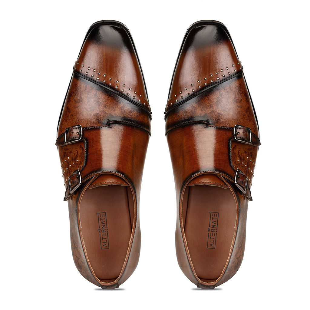 MONK STRAPS WITH METAL STUDS