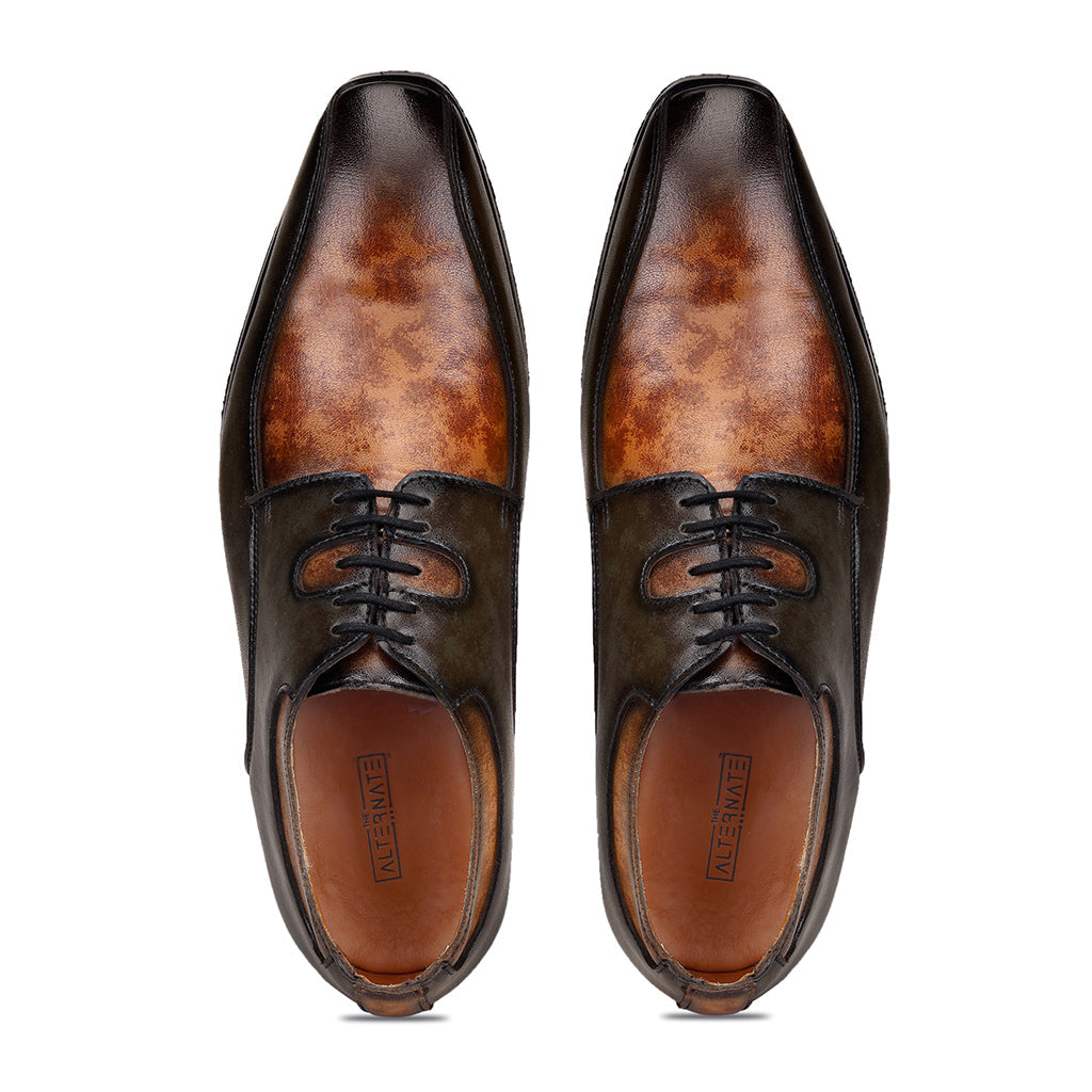 DUAL TONE DERBY LACE-UPS - HEIGHT ELEVATION
