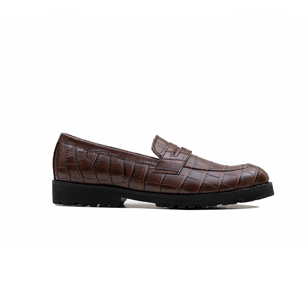 CROCO LOAFERS-BROWN