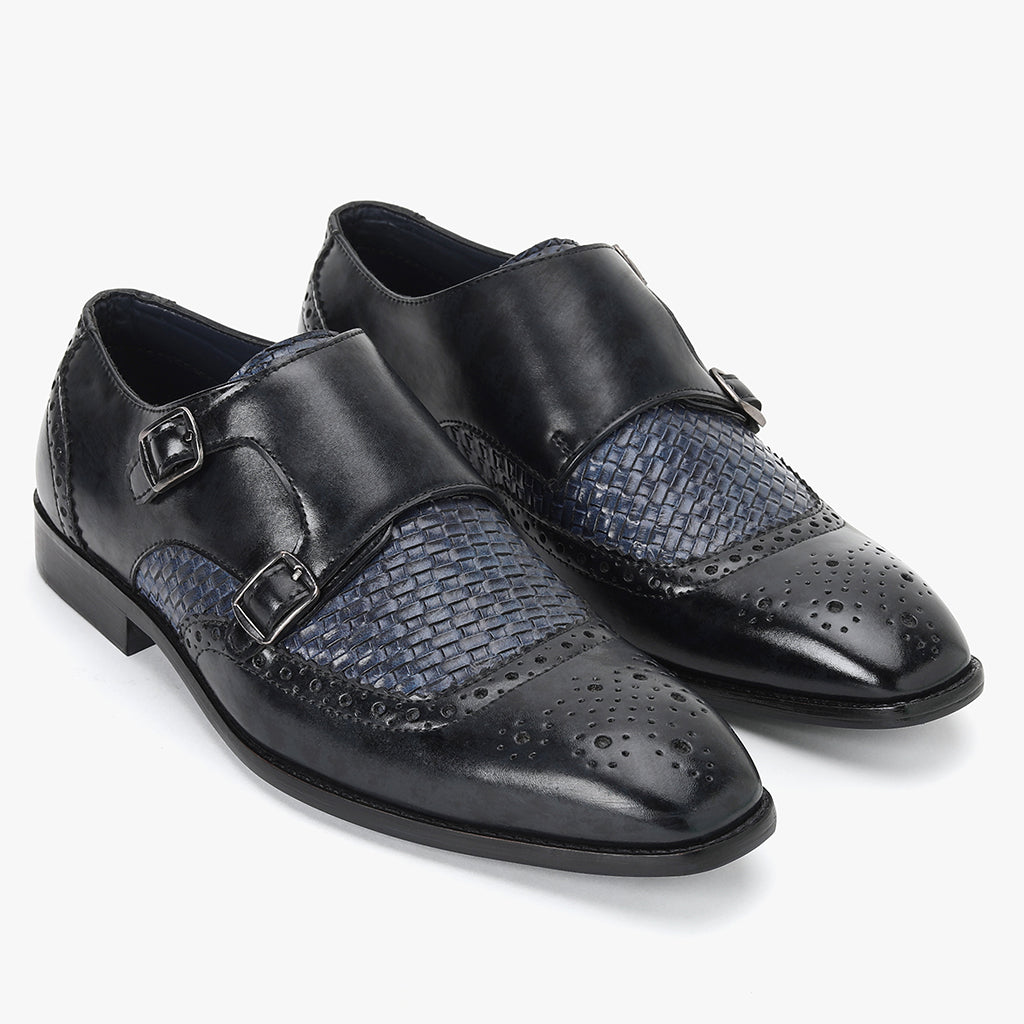 PATINA MONK STRAP SHOES-BLUE - HEIGHT ELEVATION