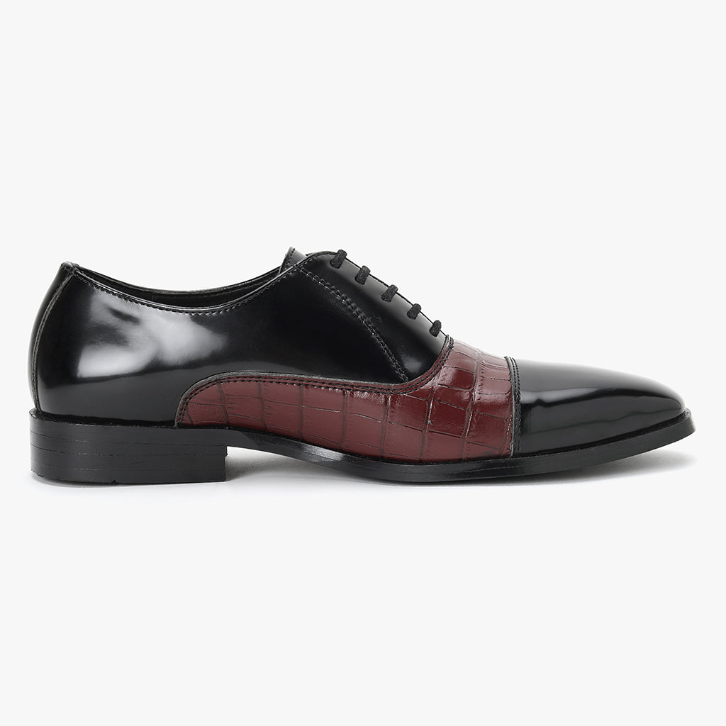 BLACK OXFORDS WITH CROCO DETAIL - HEIGHT ELEVATION