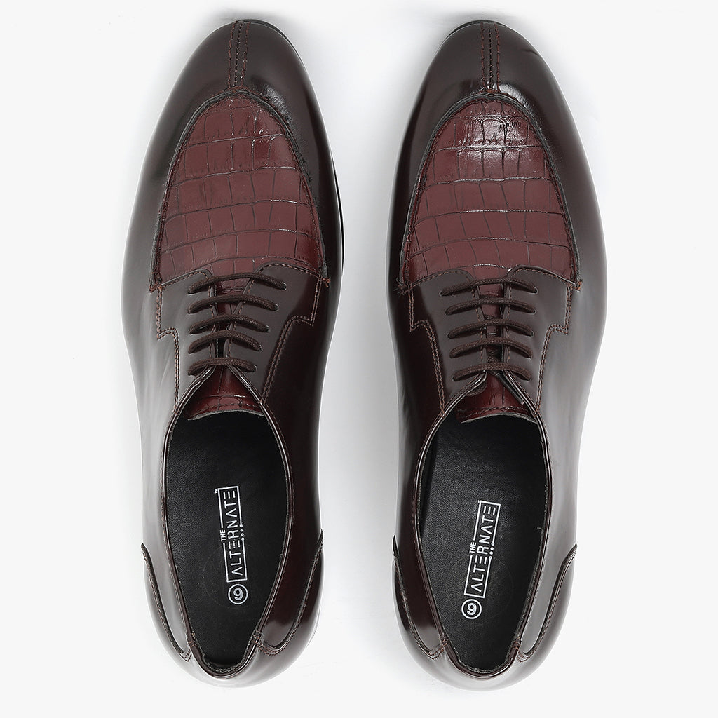 DERBY SHOES WITH CROCO DETAIL
