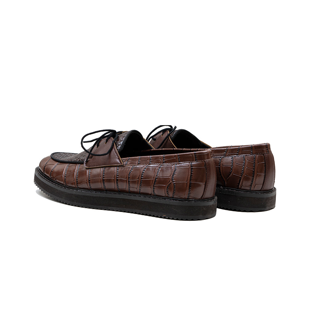 TEXTURED PLIMSOLL WITH SHOW LACE-BROWN