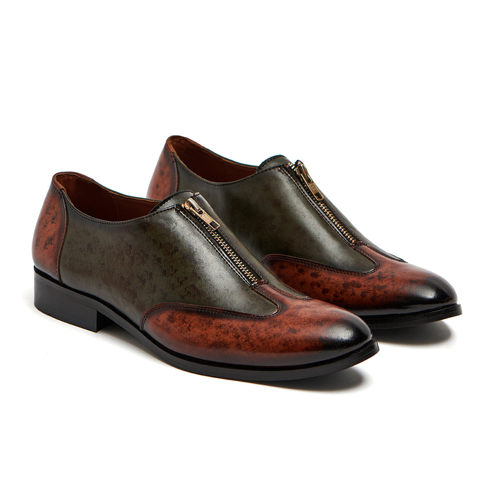 TAN LACE UP WITH POINTED TOE