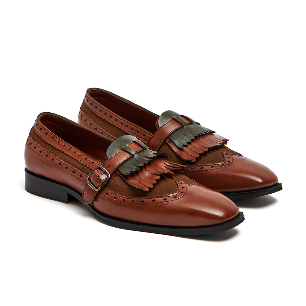 FRINGE LOAFERS WITH BUCKLE STRAP