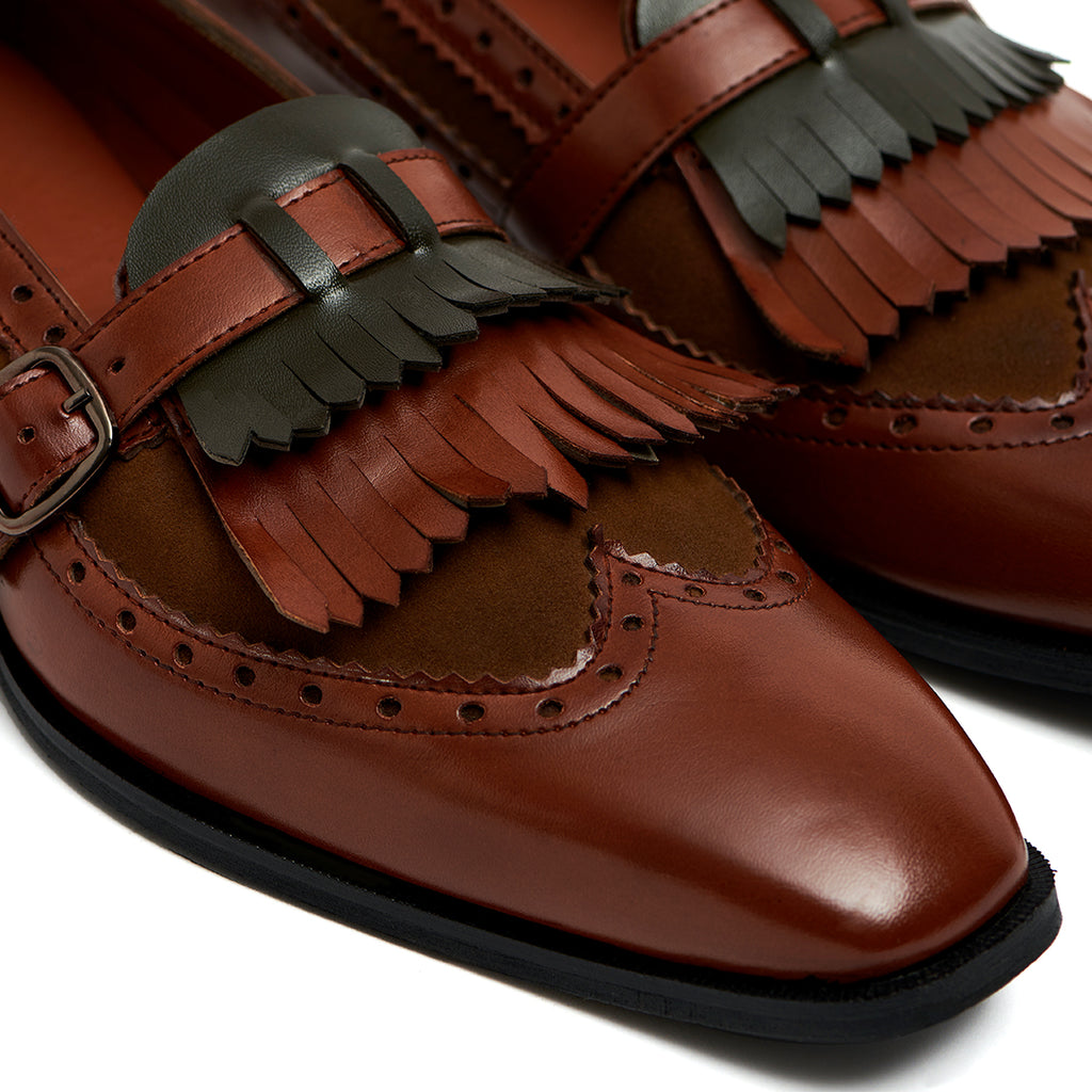 FRINGE LOAFERS WITH BUCKLE STRAP