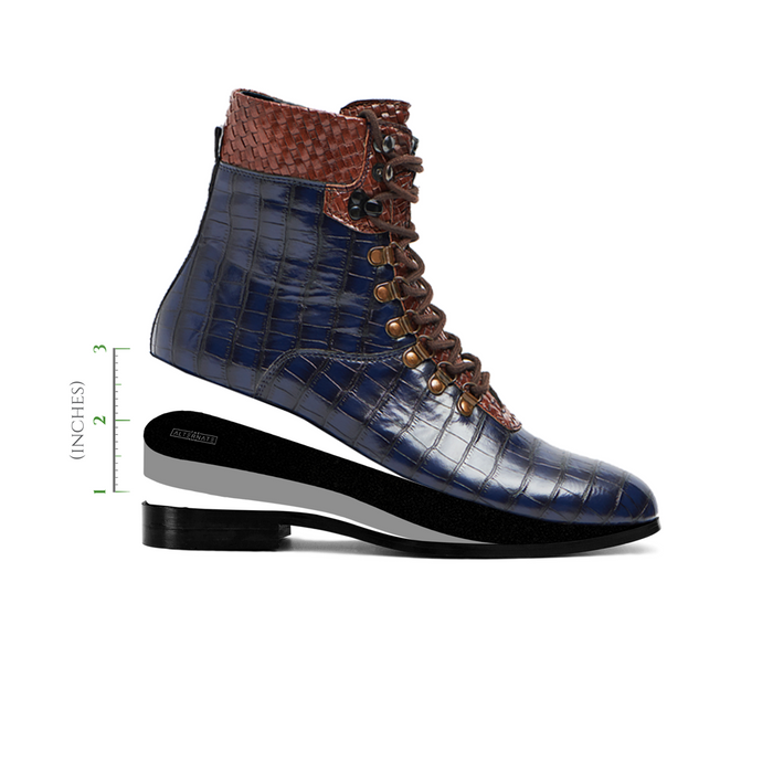 CROCO BOOTS WITH WEAVING DETAIL - HEIGHT ELEVATION