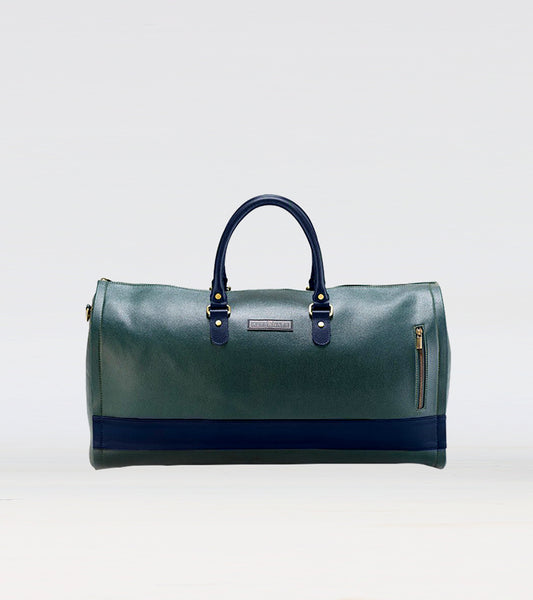 Green weekender bag