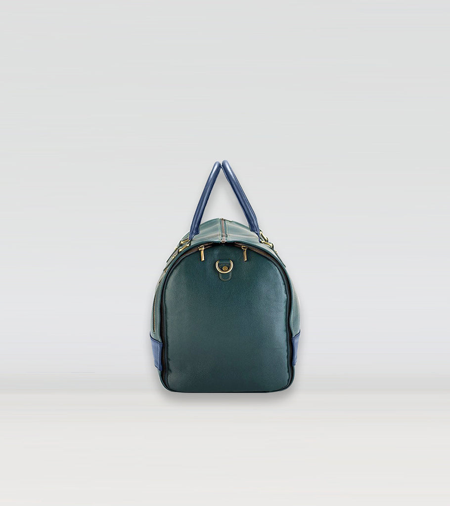Green weekender bag