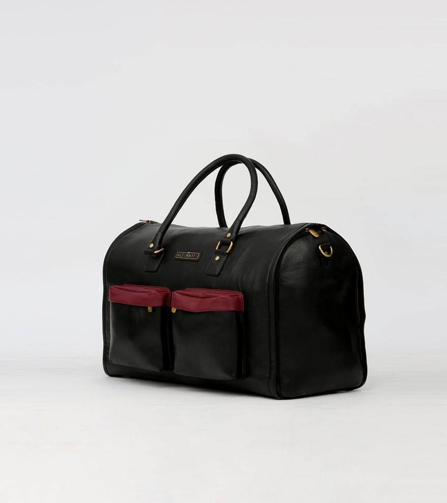 Black weekender bag