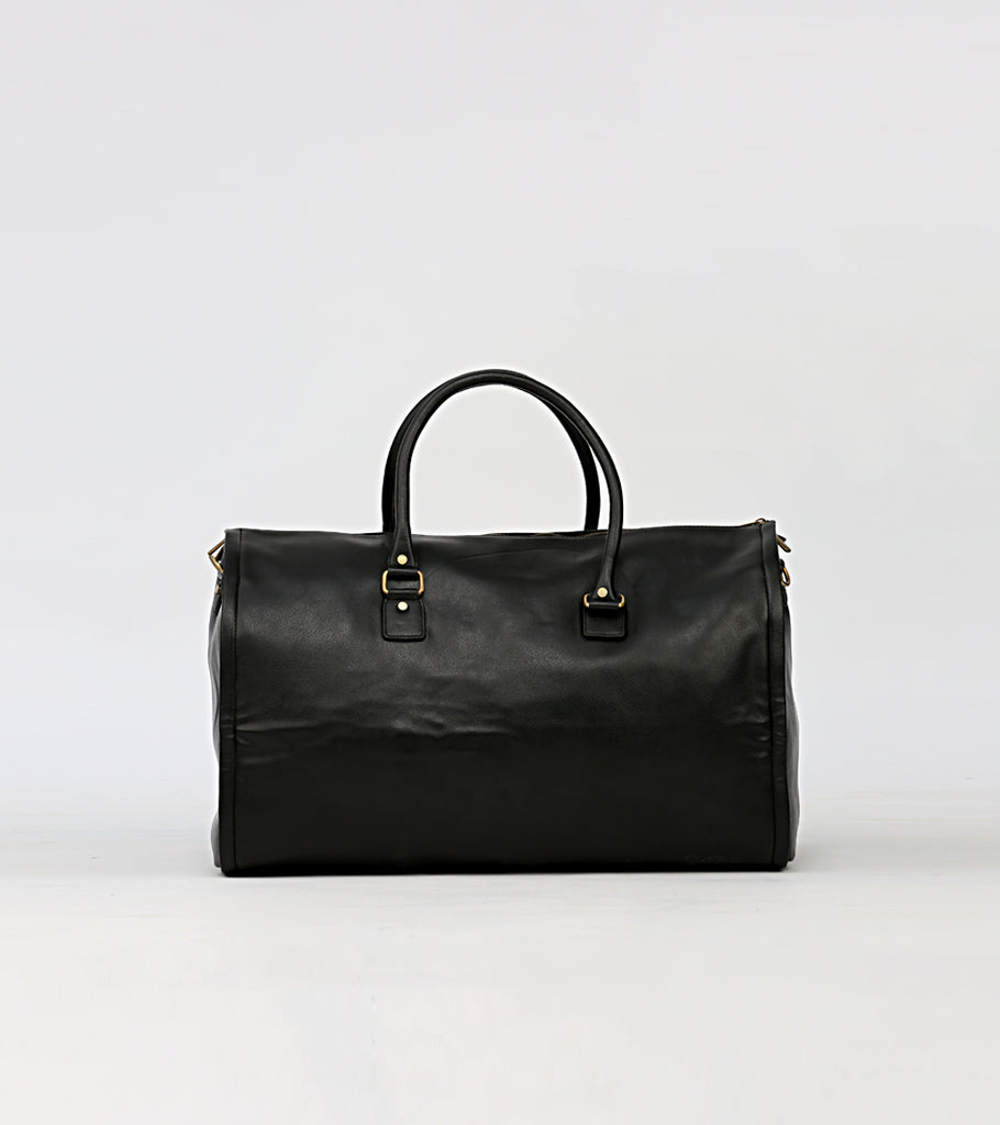 Black weekender bag