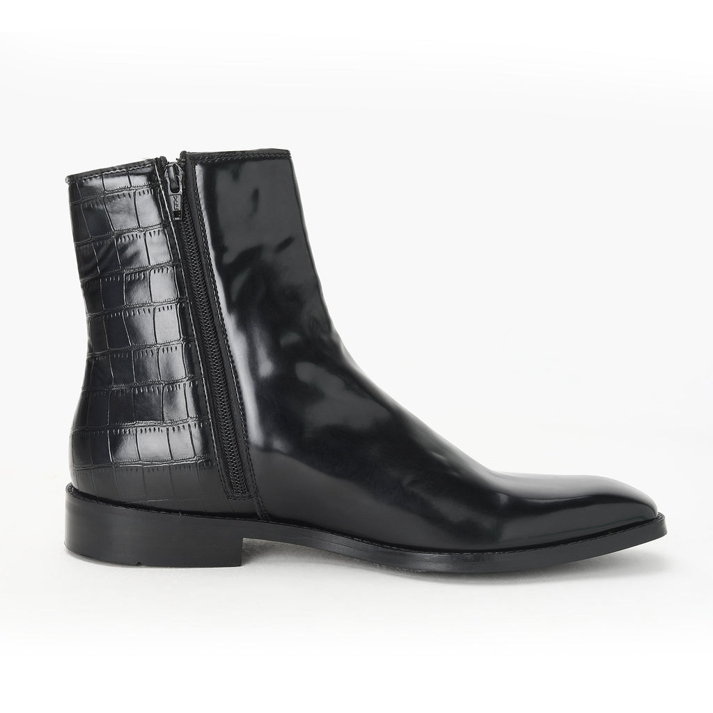 ANKLE BOOTS WITH CROCO DETAIL - HEIGHT ELEVATION