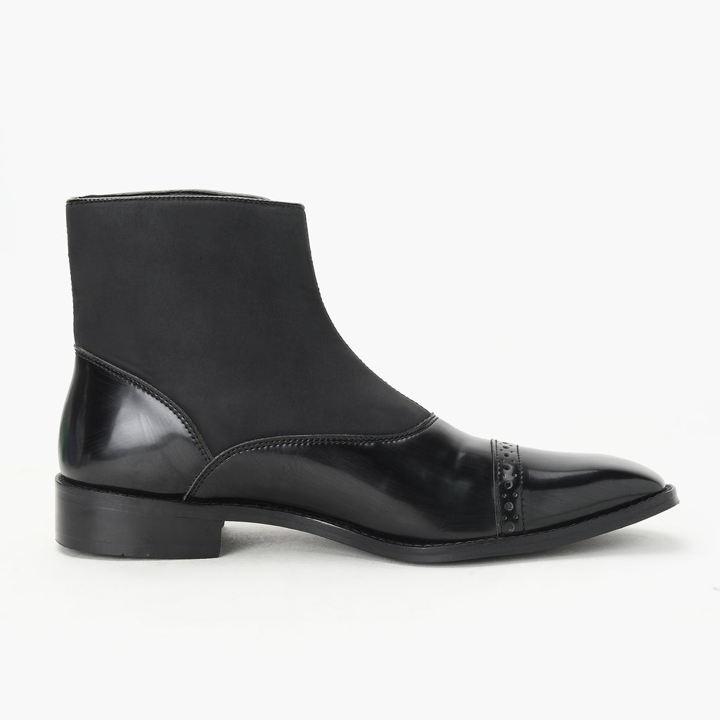 BUTTON ANKLE BOOTS-BLACK - HEIGHT ELEVATION