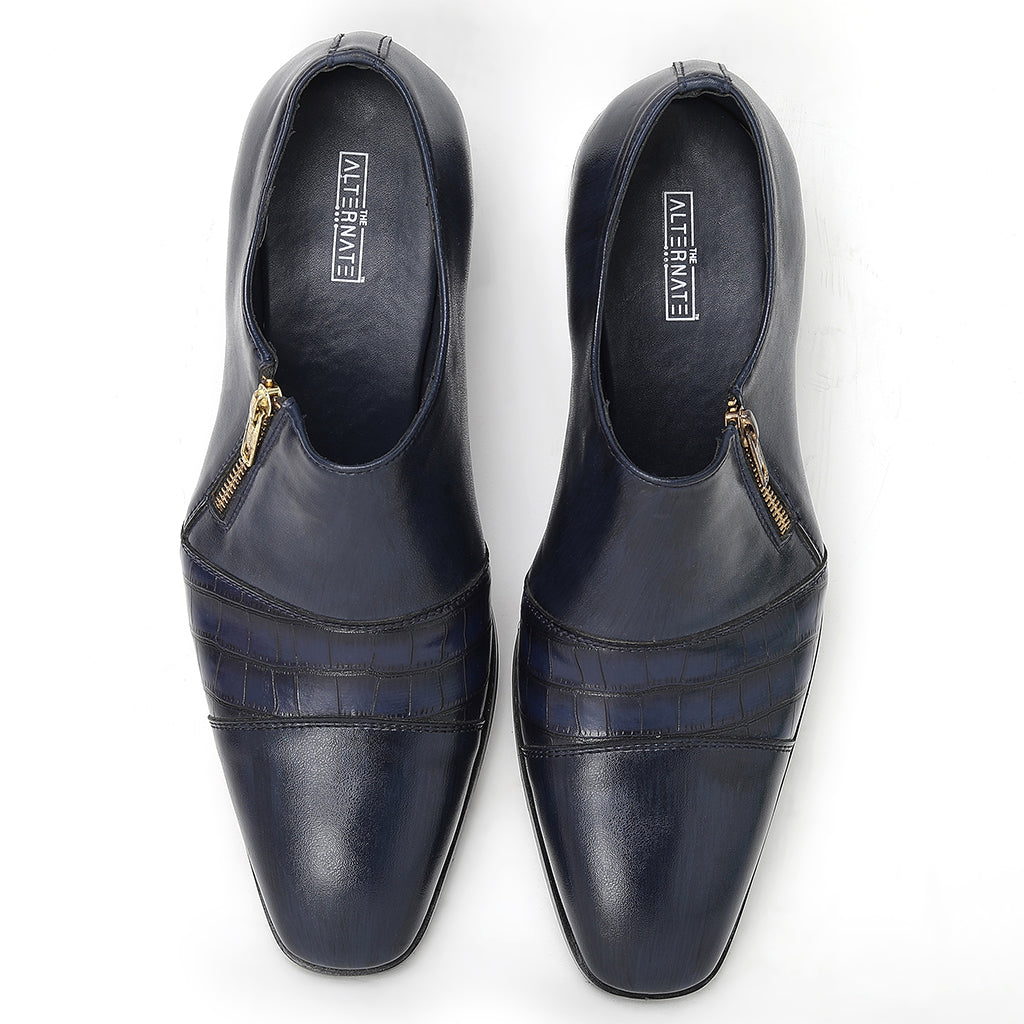 SLIP-ONS WITH ZIP DETAIL - BLUE - HEIGHT ELEVATION