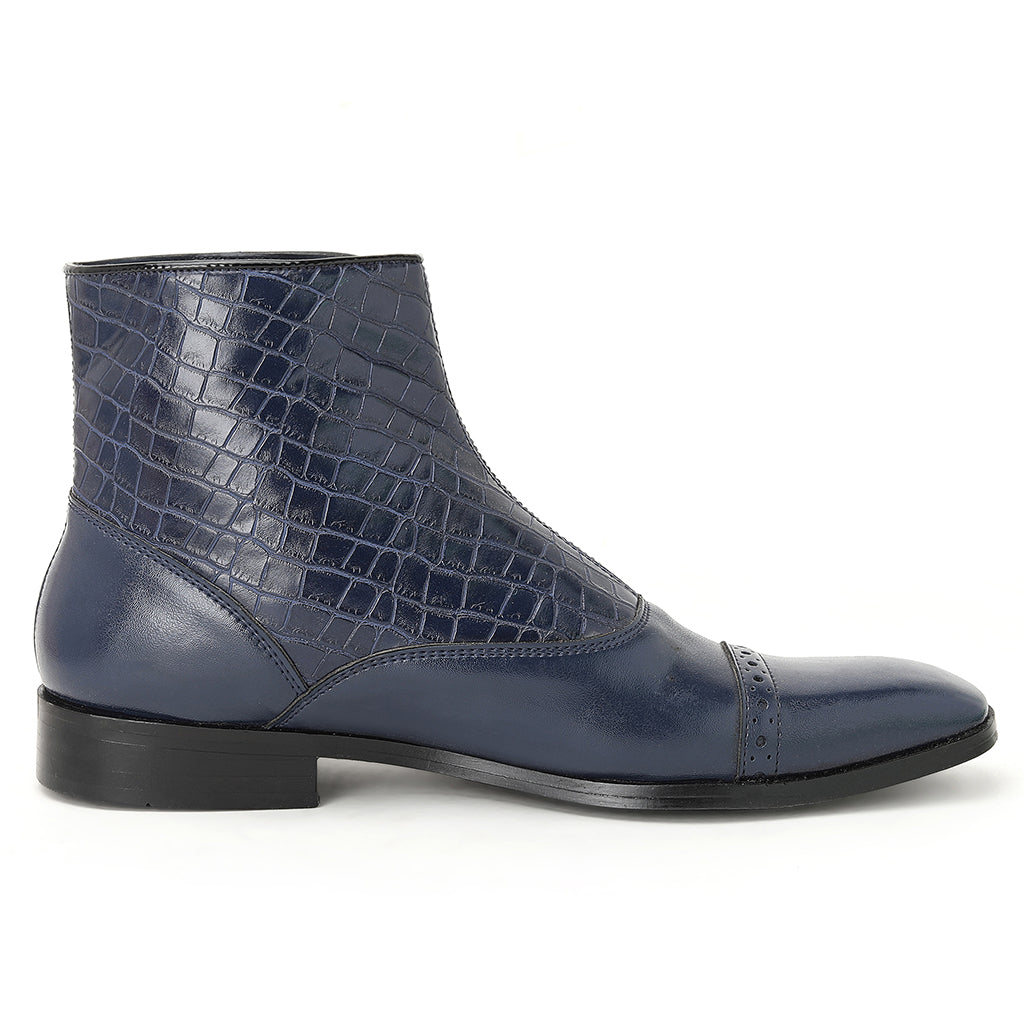 BUTTON BOOTS-BLUE - HEIGHT ELEVATION