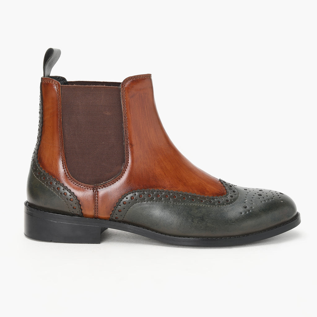 PATINA BOOTS WITH BROGUE DETAIL - HEIGHT ELEVATION