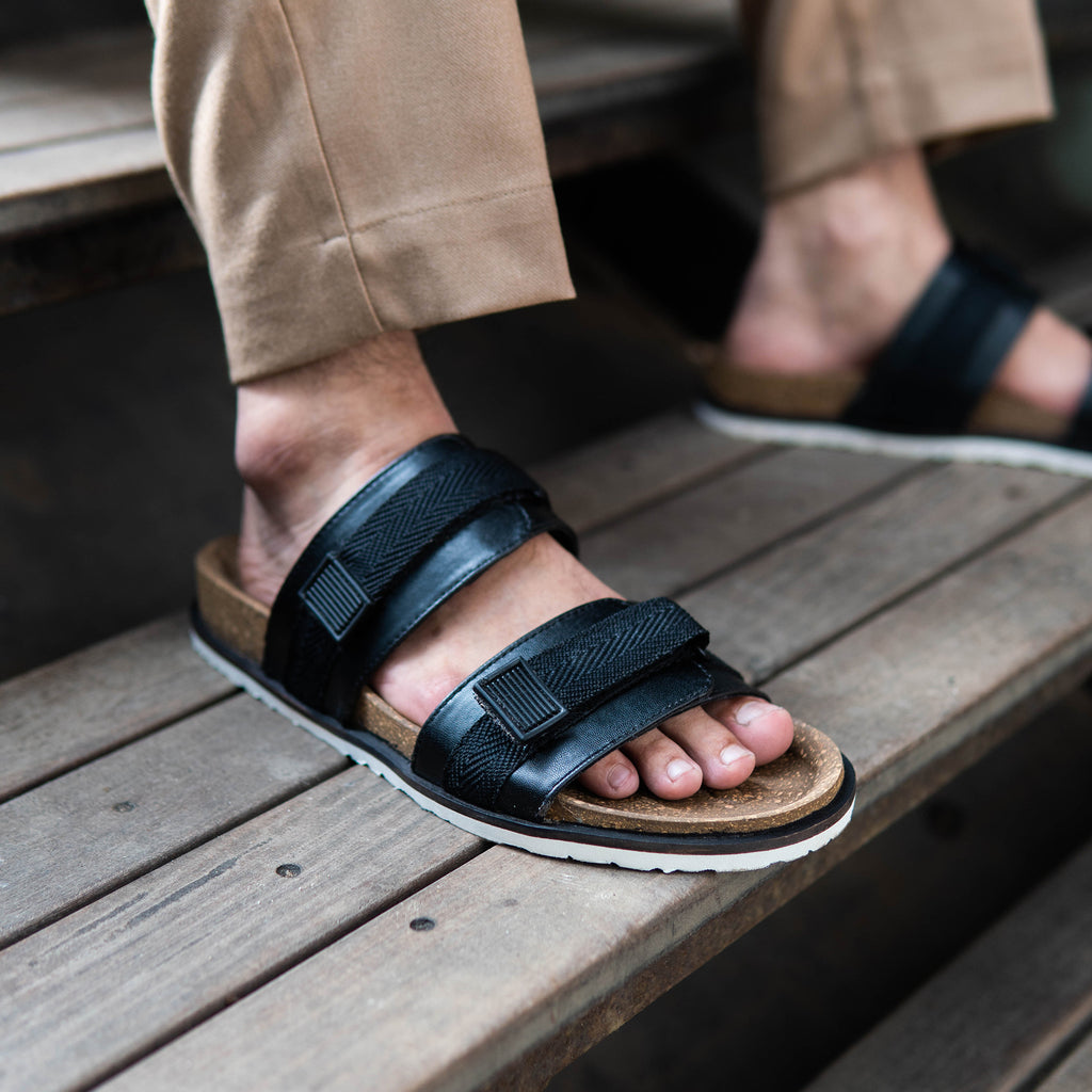 Buy Tro Slingback Cork Sandals Men Black Paaduks