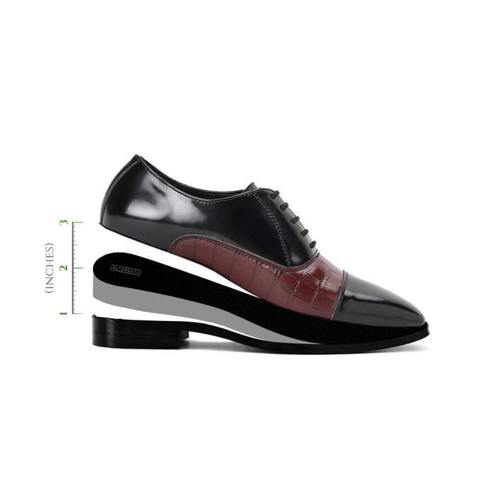 BLACK OXFORDS WITH CROCO DETAIL - HEIGHT ELEVATION