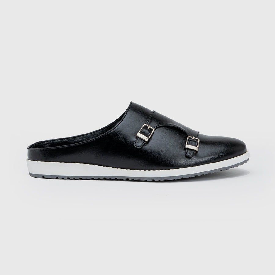 MONK STRAP MULES-BLACK