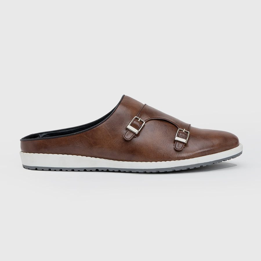MONK STRAP MULES-BROWN