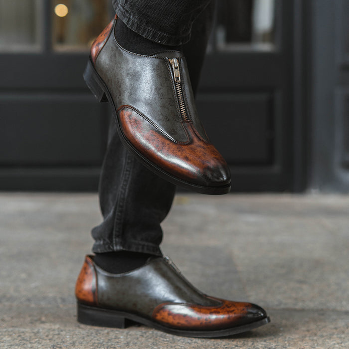 TAN LACE UP WITH POINTED TOE