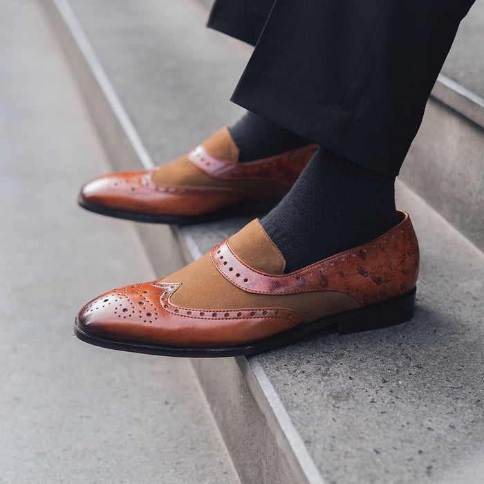 HAND-PAINTED SLIP-ON WITH MEDALLION DETAIL