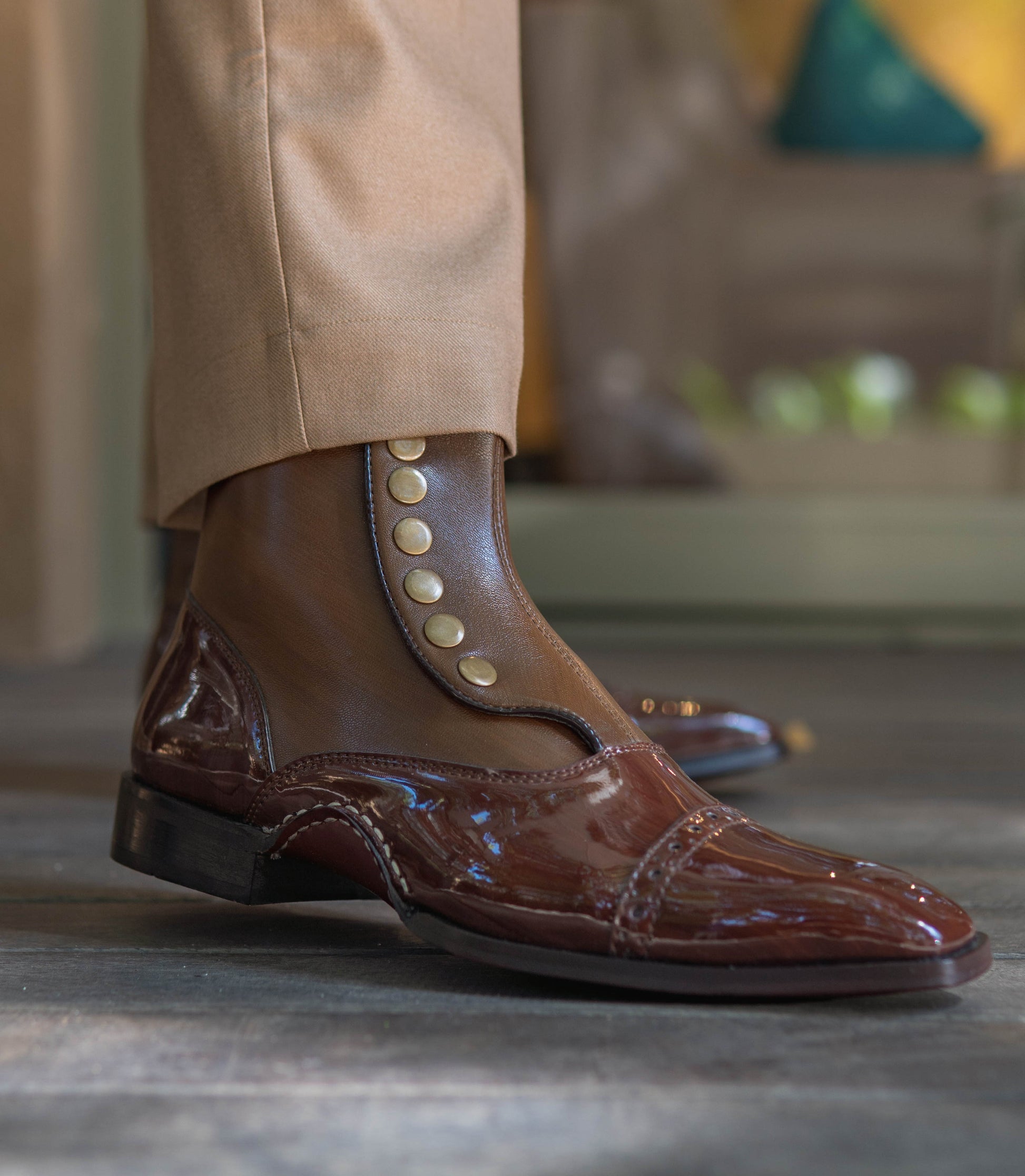 BUTTON ANKLE BOOTS- BROWN – The Alternate - Main Image