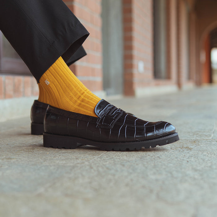 CROCO LOAFERS-BLACK