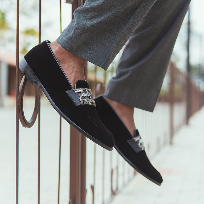 EMBROIDERY SLIP-ONS- BLACK