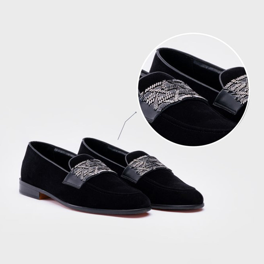 EMBROIDERY SLIP-ONS- BLACK