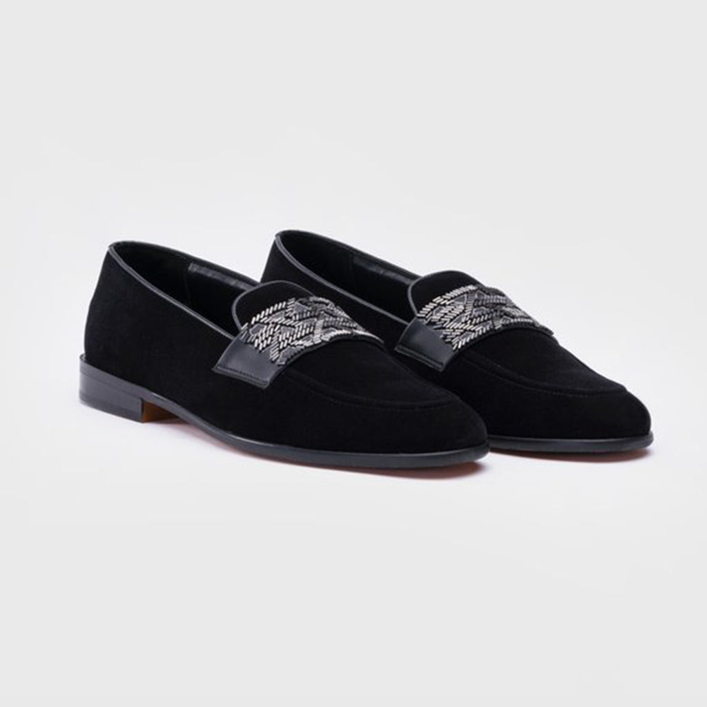 EMBROIDERY SLIP-ONS- BLACK