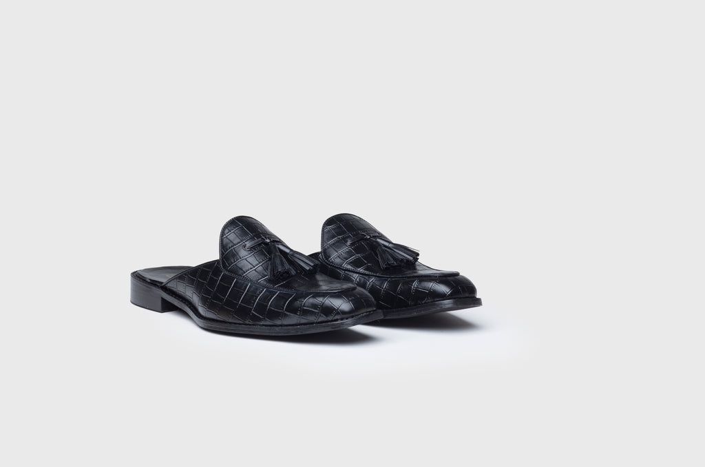 ALLIGATOR MULES-BLACK