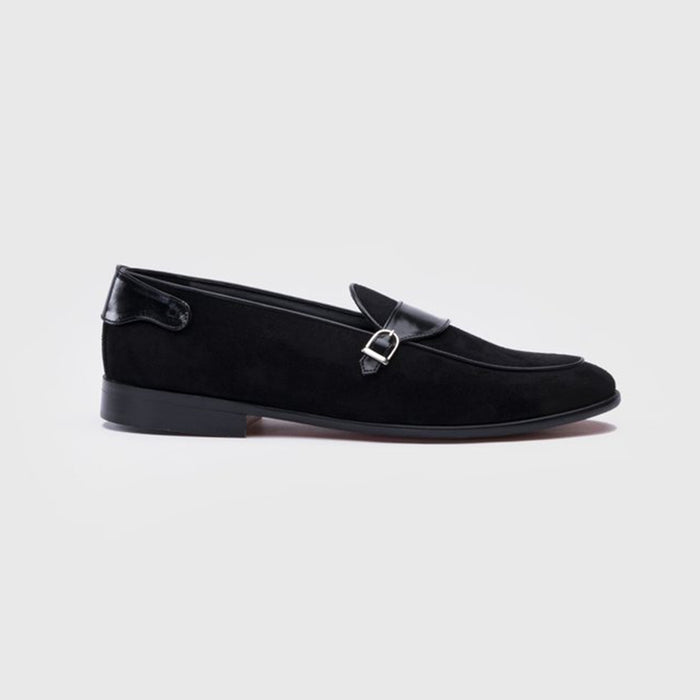 SUEDE SLIP-ONS- BLACK