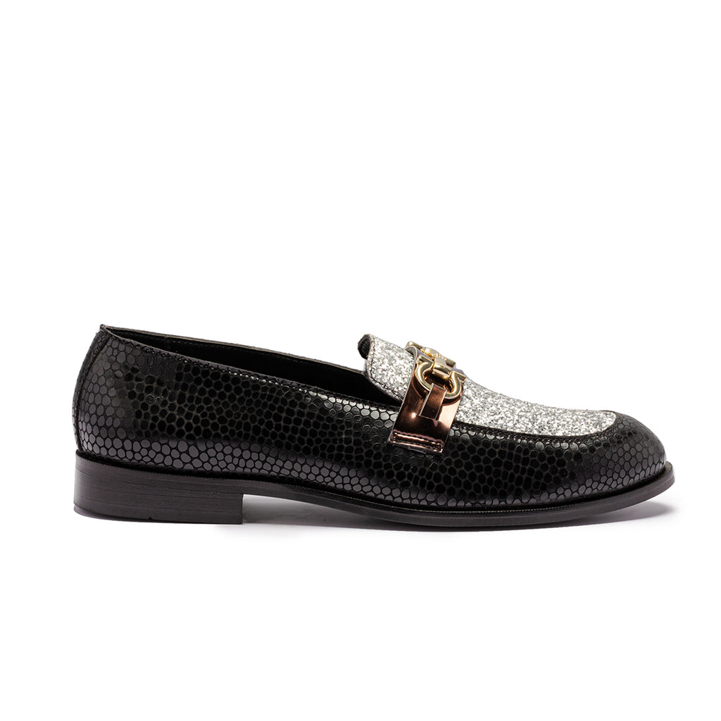 SHIMMERY SLIP ON WITH BUCKLE DETAIL