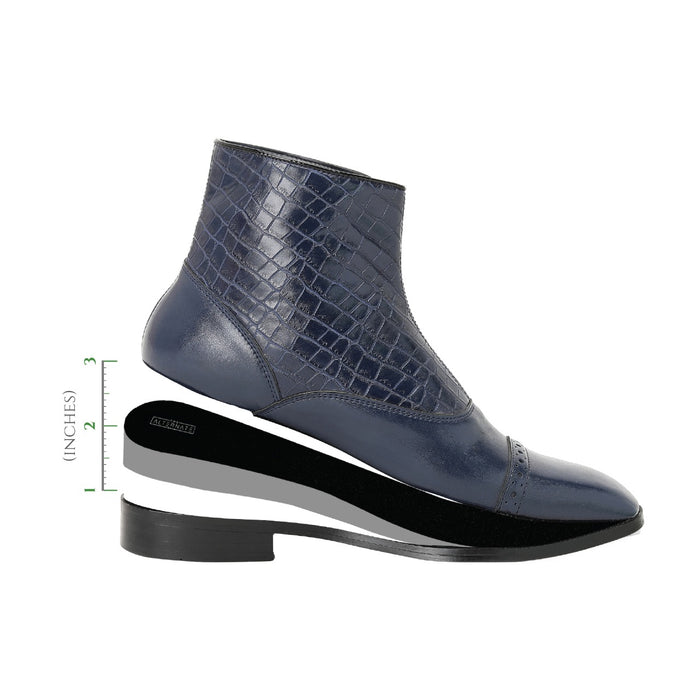 BUTTON BOOTS-BLUE - HEIGHT ELEVATION