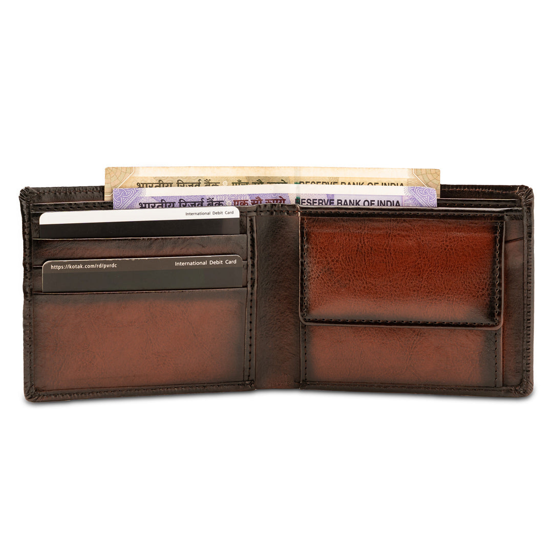 Hand painted wallet- Brown